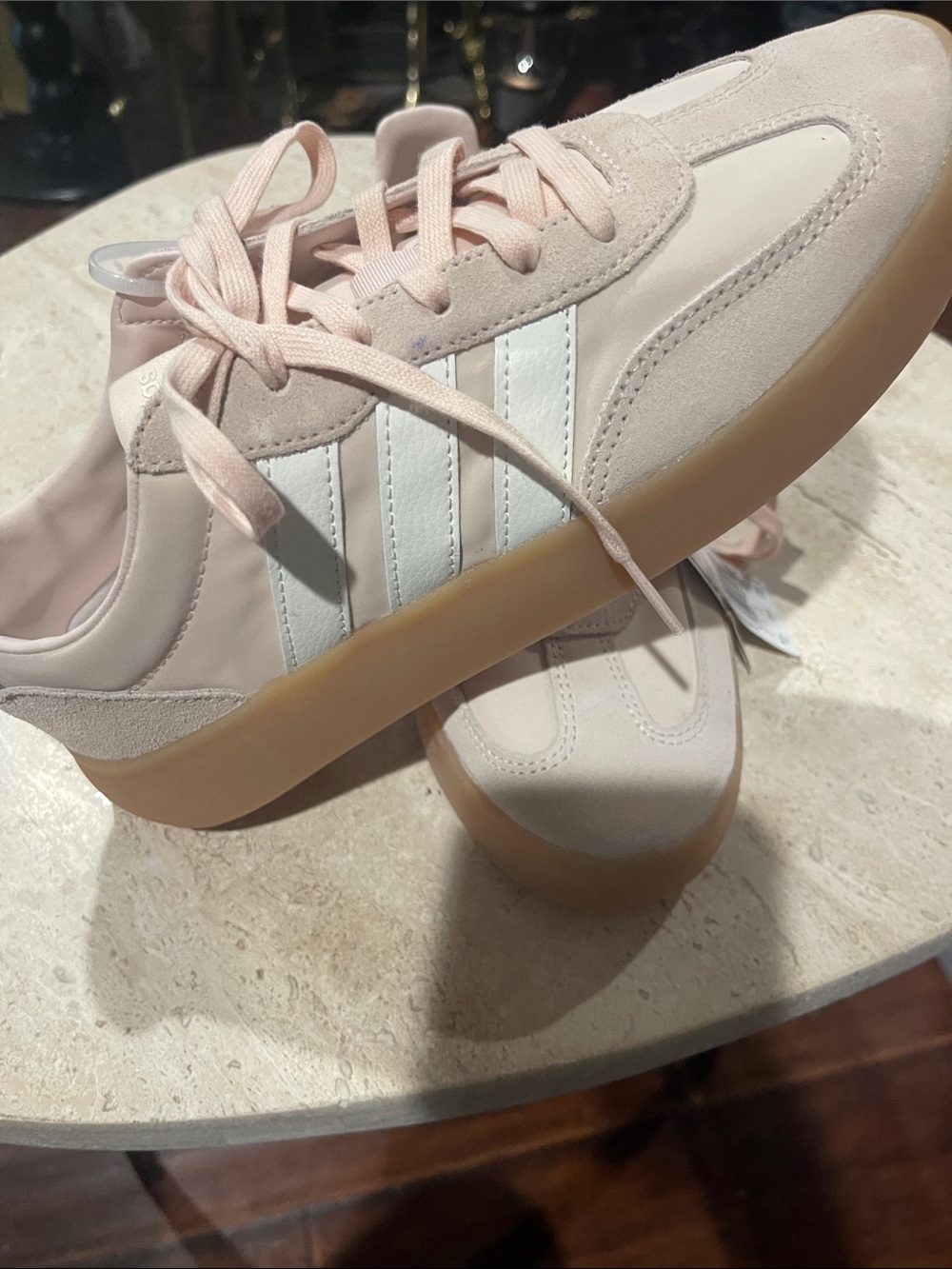 Adidas Women’s Gazelle-Style Pale Pink Suede Sneakers